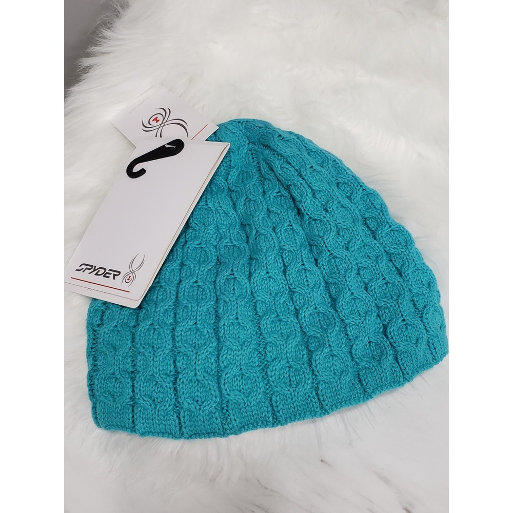 NEW Spyder Womens Cable Knit Beanie Hat Robins Egg Blue Teal